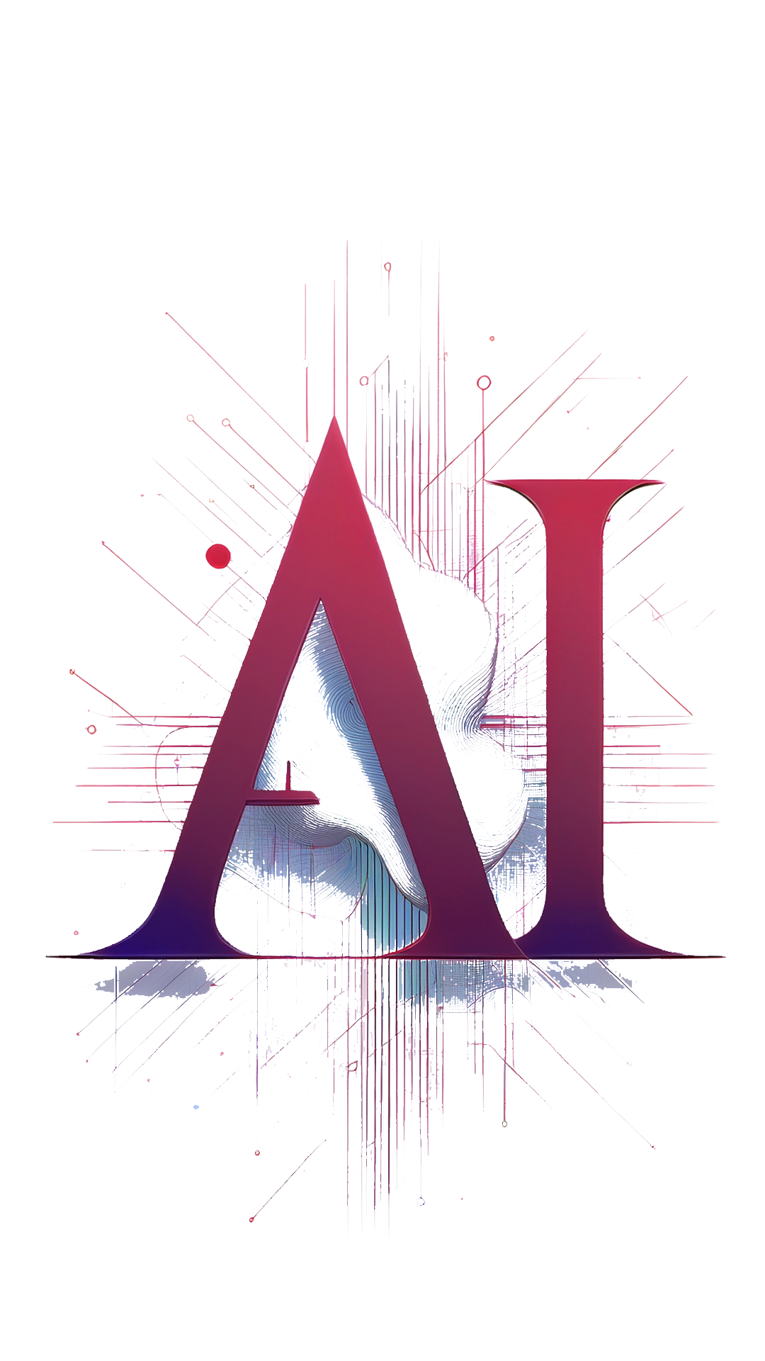 A decorative image with the letters A and I prominently displayed with lines and curves of red.