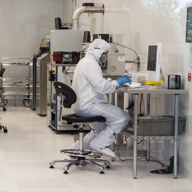 Researcher works in a cleanroom