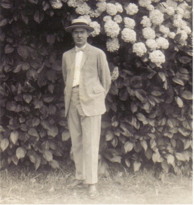 Hakon Haglund poses in a black-and-white photo, taken in the Azores