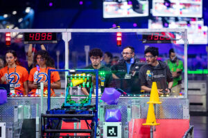 Teams competed side-by-side and head-to-head at the 2023 FIRST Robotics Championships.