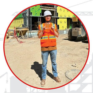Jonah Brown posing at a construction site